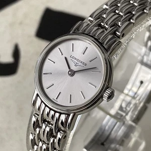 Longines Uhr Damen Swiss Made Silber Zifferblatt Petite Ganzstahl 20mm Gehäuse BOXED - Bild 1 von 9