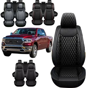 For Dodge Ram 1500 2009-2025 2500 3500 PU Leather Car 5-Seat Covers Full Sets - Foto 1 di 41