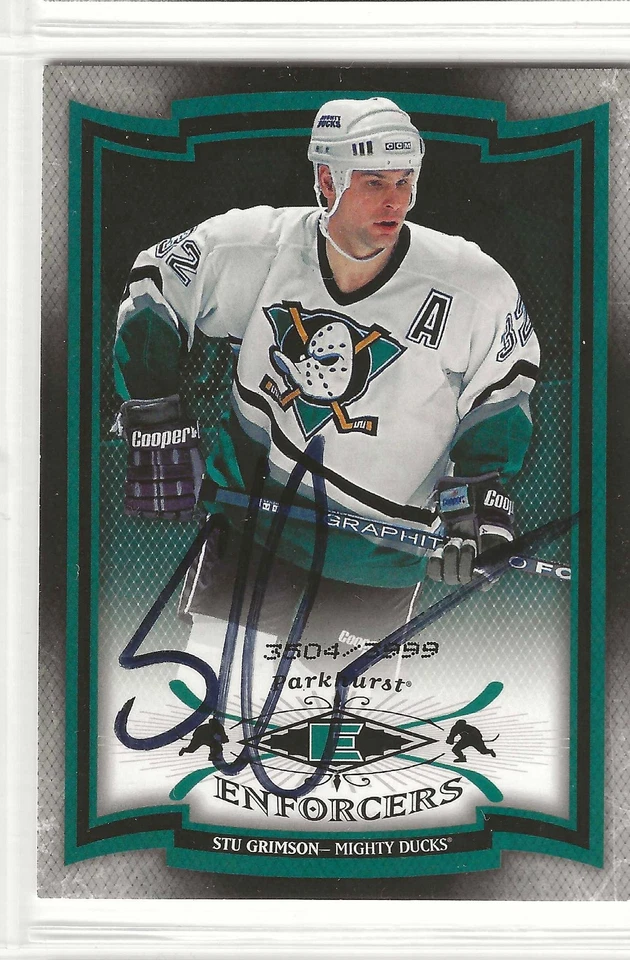 Tarjeta autógrafa firmada por Stu Grimson 2006-2007 cubierta superior Parkhurst Enforcers Foto 1 de 1