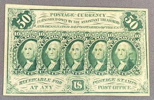 Antique 1862 FRACTIONAL Postage CURRENCY  1st ISSUE 50 CENTS Uncirculated  S - Picture 1 of 10