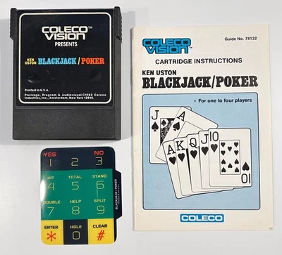 Ken Uston Blackjack/Poker for Colecovision Coleco Vision manual & overlay TESTED - Image 1 of 2