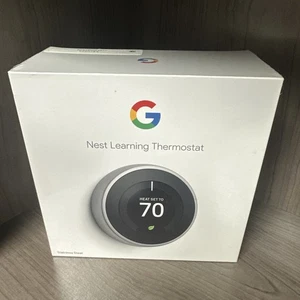 Google Nest Smart Learning Thermostat Stainless Steel 3rd Generation (T3007ES) - Picture 1 of 2