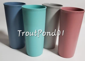 Juego de 4 vasos Tupperware de colección EE. UU. lados rectos apilables pastel de campo 12 oz - Imagen 1 de 5