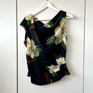 Vivienne Westwood Anglomania Women’s Satin Floral Black Draped Top size 10 IT42 - Picture 1 of 4