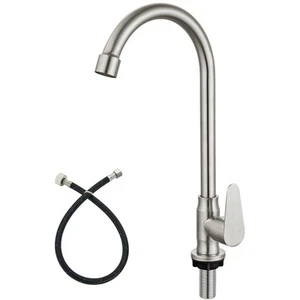 Brushed Nickel Deck Mounted Single Handle Cold Water Faucet, 360 Degree Swive... - Picture 1 of 9