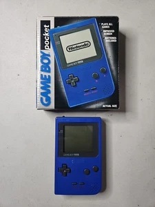 Nintendo Gameboy Pocket Blue COMPLETE IN BOX MGB-001 Great Condition - Picture 1 of 15