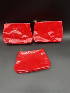 Yves Saint Laurent YSL Beaute Red faux/leather cosmetic bag 8.5"x 6 - Picture 1 of 10