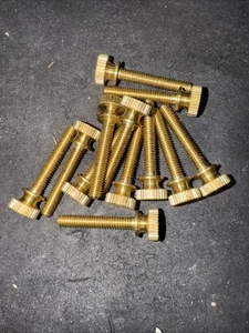 (12 Pcs) Solid  BRASS 15/16” Long X 8/32 Thread Thumb Screws For Glass Holder - Picture 1 of 7