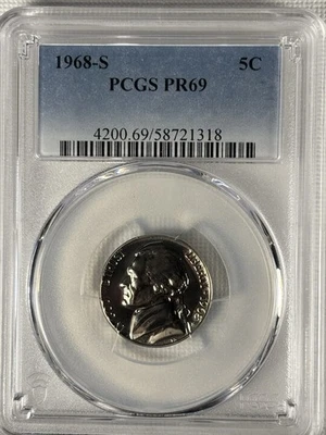 1968-S 5C Jefferson Nickel PCGS PR69 Coin - Image 1 of 4