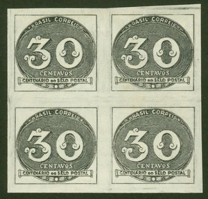 Celebration of 100 years of Bulls Eye - BRAZIL Stamp Block of 4 -SC# 609/610-MLH - Picture 1 of 2