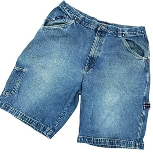 KARL KANI Denim Carpenter Shorts Size 38 Jeans Hip Hop Relaxed Style Medium Wash - Picture 1 of 8