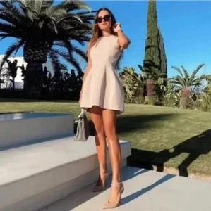 ZARA Voluminous Short Dress, Beige-Pink(pale pink) Large NWT - Picture 1 of 10