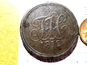 High Grade 1812 Tredegar Iron Company Large One Penny Mine Token / ConD11 - Picture 1 of 3
