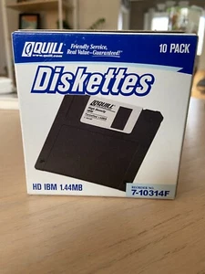 Quill markowe dyskietki HD IBM 1,44MB 3,5" 10 sztuk fabrycznie nowe, zapieczętowane - Zdjęcie 1 z 3