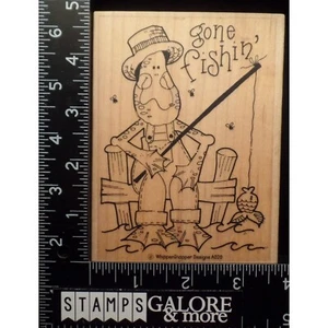 Whipper Snapper RUBBER STAMPS A020 FROG PIER GONE FISHING SPORTS HOBBIES #2359 - Picture 1 of 2