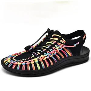Mens Gladiator Sandals Summer Handmade Weave Men's Outdoor Casual Beach Sneakers - Picture 1 of 21