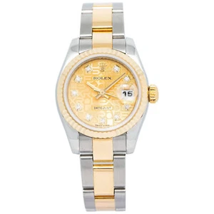 Rolex Datejust 179173 18k Two Tone Factory Diamond Anniversary Dial Lady 26mm - Picture 1 of 6