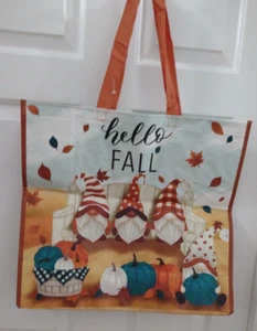 Borsa shopping riutilizzabile Hello FALL Gnomes Pumpins Leaves TJ Maxx borsa ecologica - Foto 1 di 4