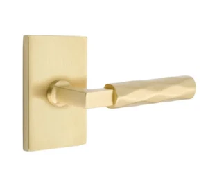 Emtek 15A1-LS.TR-US4-LH  L-Square Door Leverset w/Rectangle Rosette Satin Brass - Picture 1 of 1