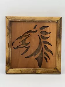 Hand Carved Wood Horse Framed Wall Art - Picture 1 of 11