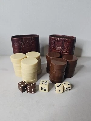 Backgammon - Two colors by 15 pieces Each; 5 dice  NO BOARD! SEE PHOTOS - Image 1 of 4