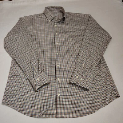 Camisa de vestir Peter Millar para hombre talla grande marrón a cuadros algodón spandex abotonada Foto 1 de 4