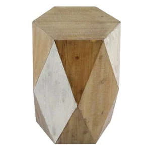 Hexagon Wood Stool Accent Table AH - Picture 1 of 2
