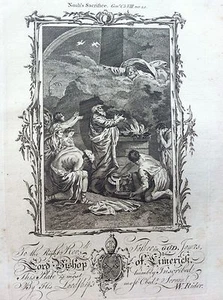 NOAH'S SACRIFICE Gravure originale THE CHRISTIAN'S FAMILY BIBLE 1763 - Picture 1 of 2