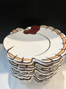 Pottery Barn Set of 7 Thanksgiving Gobble Salad/Appetizer Plates, New - Picture 1 of 6