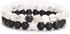 AD Beads 2Pcs His & Hers Distance Beads Bracelets Elastic Natural Stone Yoga Bra - Picture 1 of 4