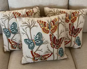 3 Nordstrom Pillow Mi Chateaux Cushion Print Embroidered Butterflies GH1 - Picture 1 of 5