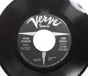 Jazz 45 Oscar Peterson - Come Sunday / Someday My Prince Will Come On Verve Reco - Picture 1 of 2
