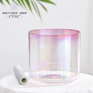 CVNC 432Hz 6" A Pink Aura Quartz Clear Crystal Singing Bowl Sound Healing Bath - Picture 1 of 3