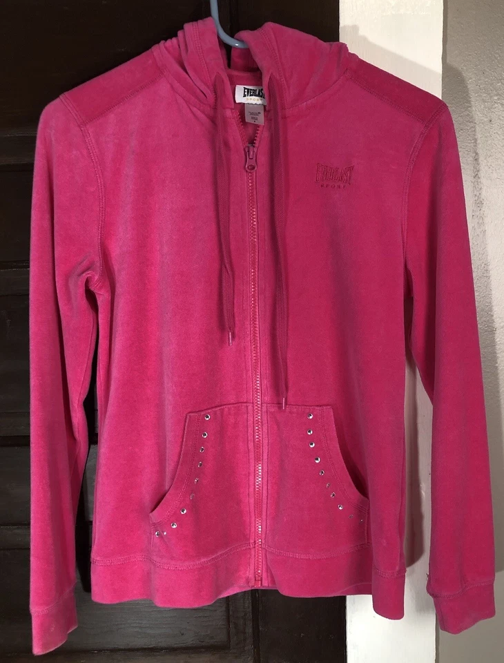 Everlast Sport Hot Rosa Fucsia Cremallera Completa Terciopelo Sudadera con Capucha Bling Talla Pequeña Foto 1 de 4