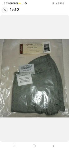 Longaberger 2004 Thank You Basket Fabric Liner in Sage #2857287 NEW Cover