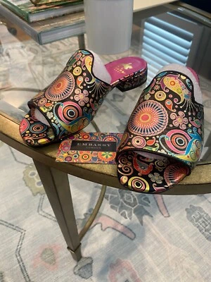 Embassy London - Caleidoscópio Feminino South Beach Salto Preto e Rosa - EUA Tamanho 7 - Imagem 1 de 4