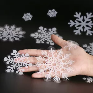 100pcs Reusable Christmas Window Snowflakes Stickers Clings Decal Decorations UK - Picture 1 of 12