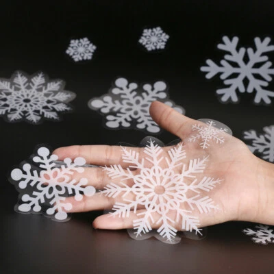 100pcs Reusable Christmas Window Snowflakes Stickers Clings Decal Decorations UK - Image 1 of 4