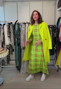 ZARA Trinny Neon Size S Sequin Dress Orange Green 💕 BNWOT - Picture 1 of 5