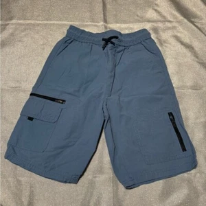 Blue Athletic Cargo Shorts with Elastic Waistband - Picture 1 of 4