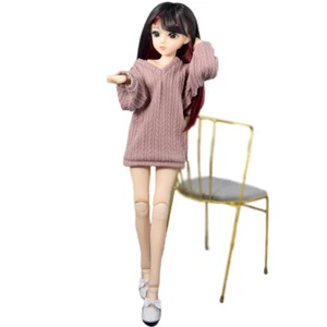 1/3 BJD Doll Black/Wine red Hair with Bangs Wigs 24 inch Girl Doll + Full Outfit - Picture 1 of 19