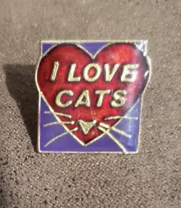 I Love Cats Lapel Pin Fur Mom Red heart and whiskers - Picture 1 of 2