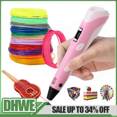 3D Printing Pen Set Doodle Printer Drawing 12 Colours PLA Filament Gift For Kids