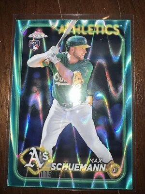 2024 Topps Chrome Update Max Schuemann #USC42 Aqua Raywave RC 115/199 - Image 1 of 4