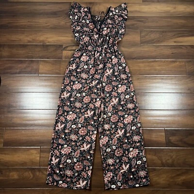 Mono Madewell para mujer talla XS Pampas Blooms profundo con volantes en V NI666 Foto 1 de 4