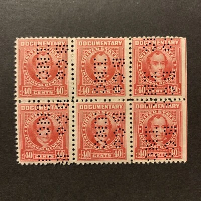 1/836 US Stamps Revenue Doc Series 1954 R664 40c Block 6 MNHOG Per-Fin Gr. Coll - Image 1 of 2