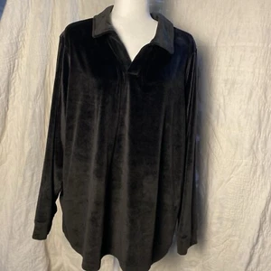 Sport Savvy Black Velour V-neck Pullover Top - Women’s Size 2XL - Buttery Soft - Picture 1 of 8