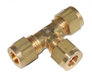 Tee connector tube x tube x tube, with copper olives, LPG, Gas, Hydraulics 20xx - Picture 1 of 8