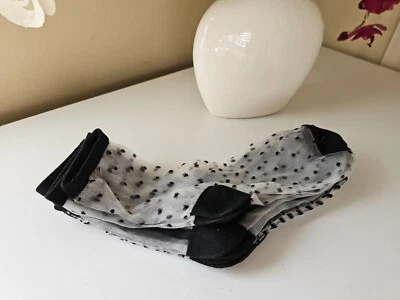 Lusofie 女式 5 对尼龙带黑色图案船袜尺寸 6-8 — 第 1/4 张图片