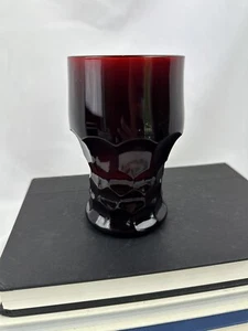 Vintage Red Ruby Georgian Honeycomb Thumbprint Glass 5” Qty 1 - Picture 1 of 7